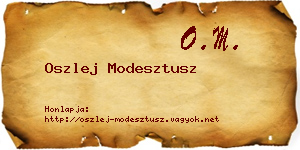Oszlej Modesztusz névjegykártya